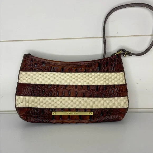 Brahmin Lorelei Shoulder Bag in Pecan Raffia Vineyard - Picture 1 of 3